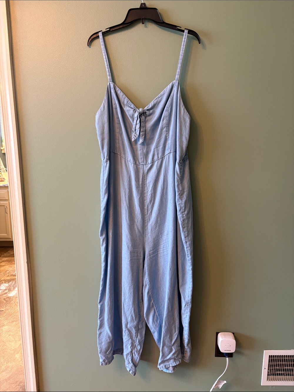 Old Navy Light Blue Sleeveless Tie-Front Jumpsuit